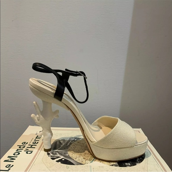 CHANEL 12P Coral Heel Sandals Sz39.5 New with Box - Picture 3 of 12